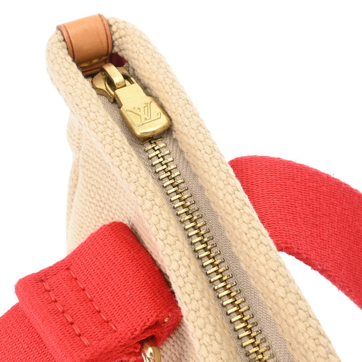 アンティグア カバ PM ベージュ レッド M40038 レディース コットンキャンバス ハンドバッグ ABランク 中古 銀蔵