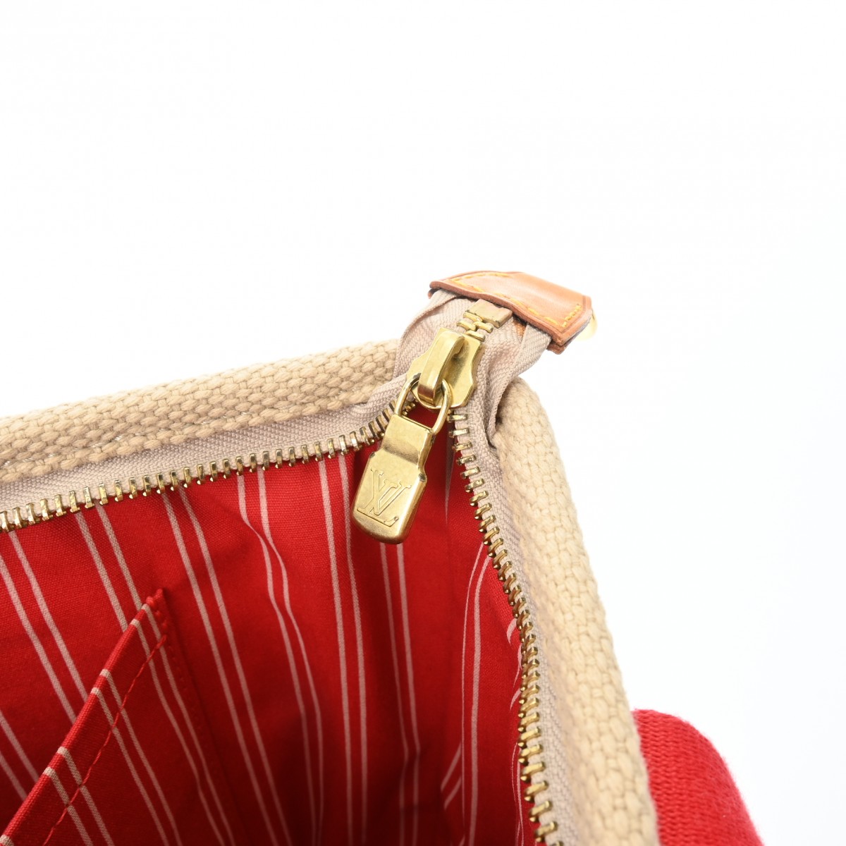 アンティグア カバ PM ベージュ レッド M40038 レディース コットンキャンバス ハンドバッグ ABランク 中古 銀蔵