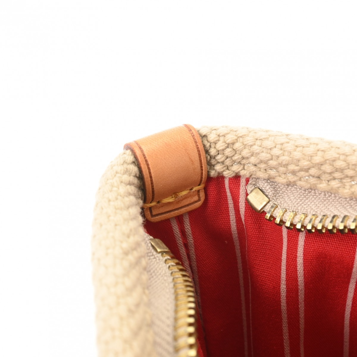 アンティグア カバ PM ベージュ レッド M40038 レディース コットンキャンバス ハンドバッグ ABランク 中古 銀蔵