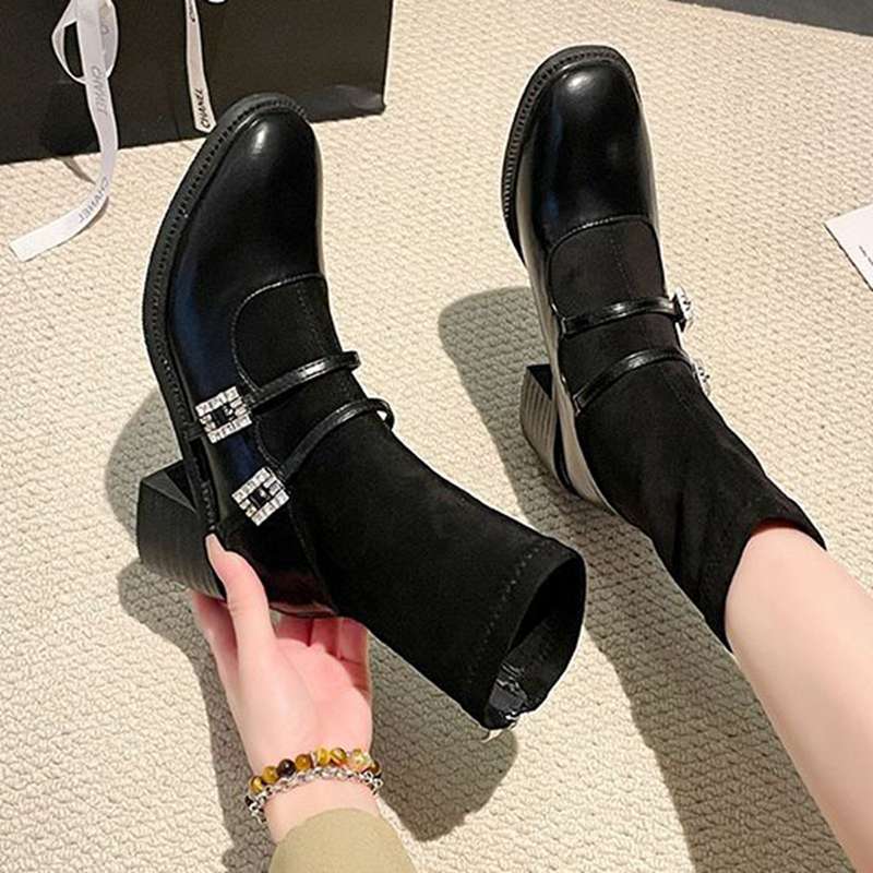 ショートブーツ ソックスブーツ ニット ラインストーン メリージェーン風 レディース ブーティ ハイヒール7cm 粗いかかと 裏起毛 裏ボア 保温防寒 秋冬 コンフォート カジュアル ファッション 細 ショートブーツ ソックスブーツ ニット ラインストーン メリージェーン風 レディース ブーティ ハイヒール7cm 粗いかかと 裏起毛 裏ボア 保温防寒 秋冬 コンフォート カジュアル ファッション 細