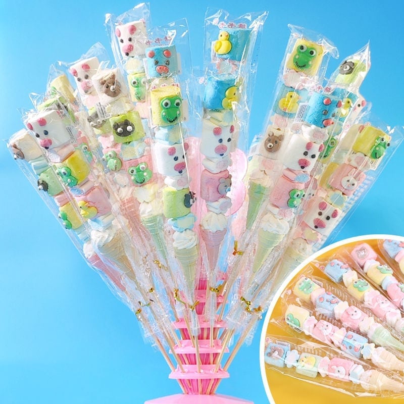 50/100Pcs クリスマスプレゼント 35cm串マシュマロロリポップロングポール漫画動物の形のかわいいスナック-X05 50/100Pcs クリスマスプレゼント 35cm串マシュマロロリポップロングポール漫画動物の形のかわいいスナック-X05