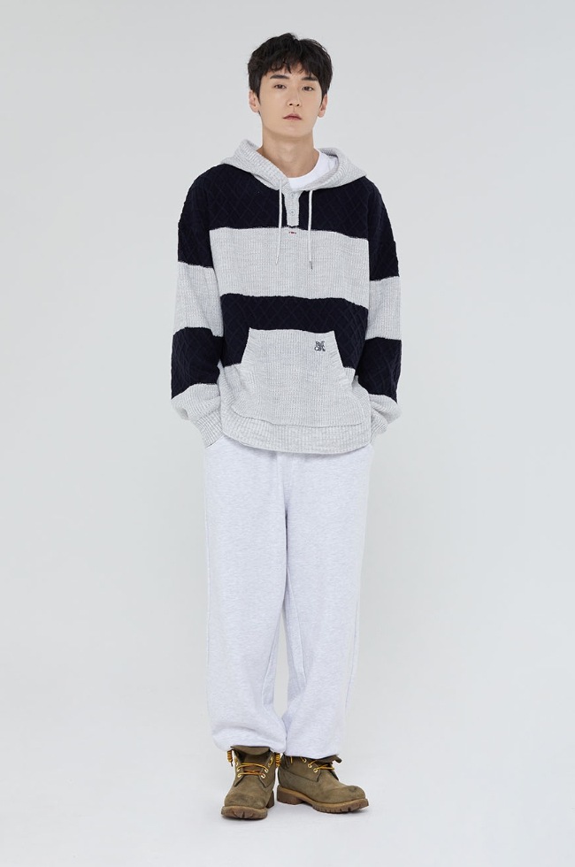 ★関税込★ROMANTIC CROWN★STRIPE RIB KNIT HOODIE★ ROMANTIC CROWN】STRIPE RIB KNIT HOODIE パーカー
