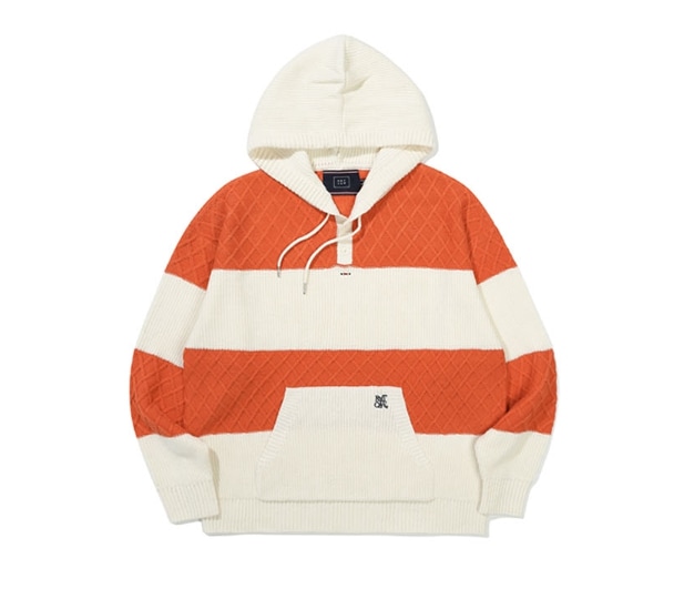 ★関税込★ROMANTIC CROWN★STRIPE RIB KNIT HOODIE★ ROMANTIC CROWN】STRIPE RIB KNIT HOODIE パーカー