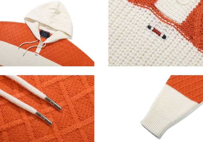ROMANTIC CROWN】STRIPE RIB KNIT HOODIE パーカー