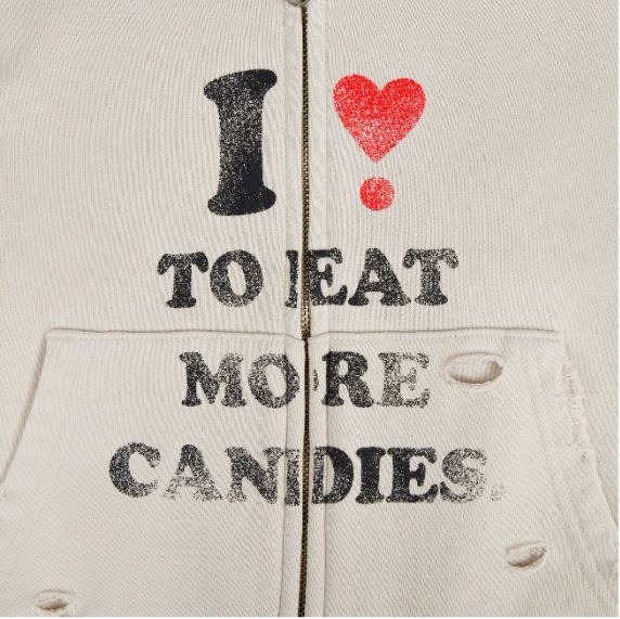 aeae】 I LOVE CANDY CROP HOODIE ZIP-UP : BEIGE