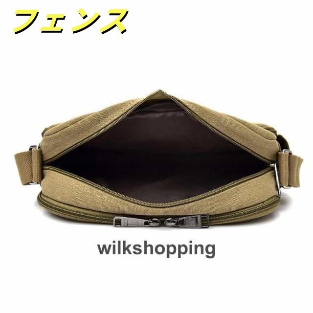 ショルダーバッグ メンズ キャンバス 斜めがけ 多機能 鞄 帆布 肩掛け 無地 ビジネス カジュアル A4 作業用 ヴィンテージ風 紳士用
