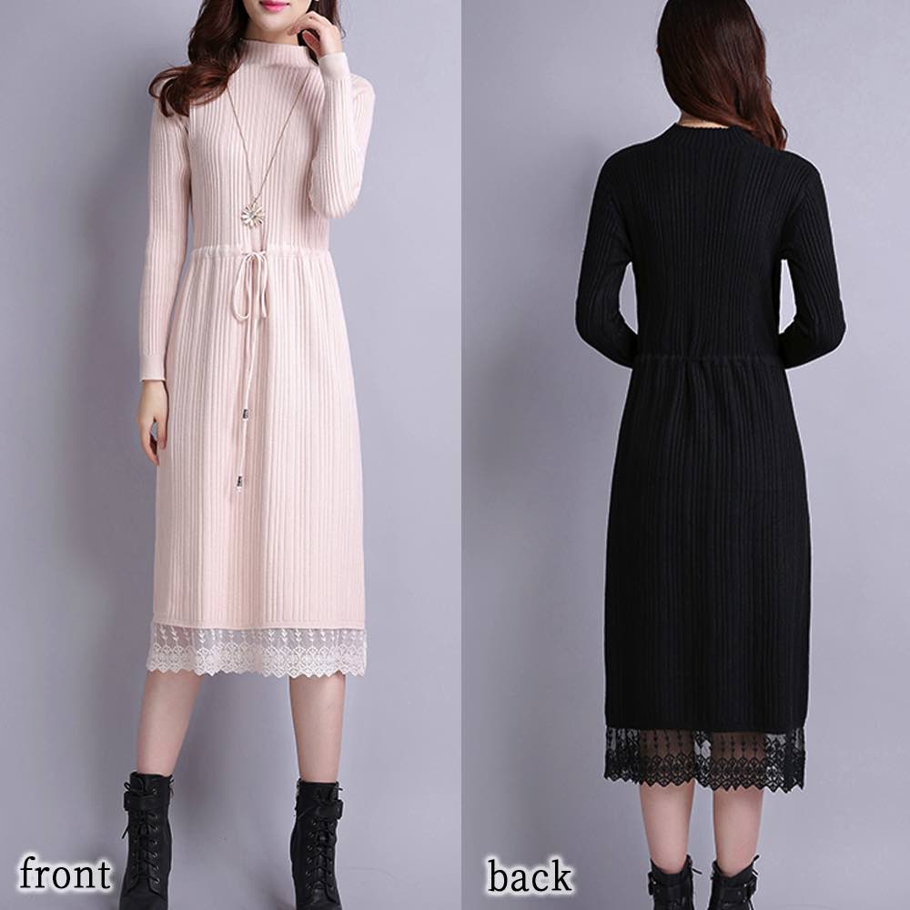 ワンピース レディース リブニットスリムワンピース 厚手 20代 白 50代 大人 アウトドア 黒 かわいい ロング Aライン ブランド しっかり 安い ネック 人気 スカート 春 体感 カジュアル