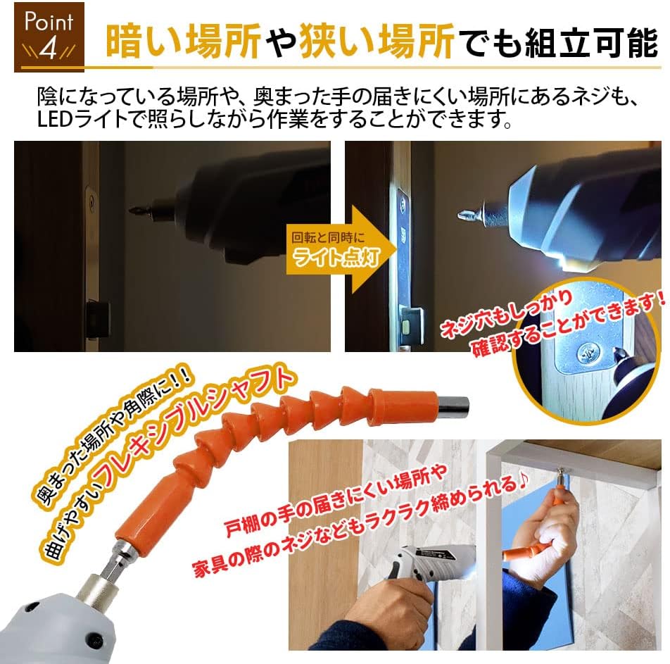 ドライバー 1800mAh 収納ボックス付き ドライバーセット 家具組み立て 小型 47個部品付き ハイパワー 3.5mトルク コードレス USB充電 電動ドライバー DIY 女性 超軽量 3.6V