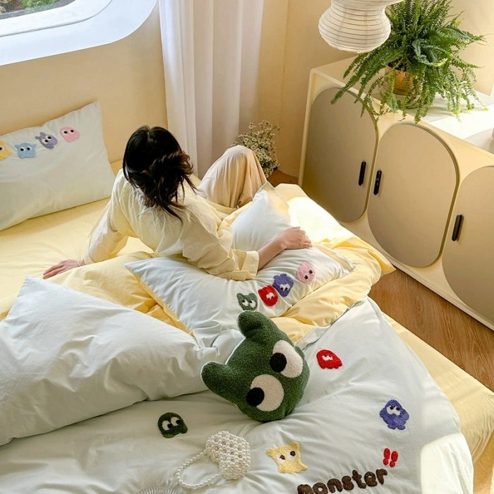 布団カバー シングル 34点セット刺繍 可愛い 綿100% 寝具カバーセット 高品質ベッド用品 おしゃれ セミダブルシングル 掛け敷き布団セット 敷布団カバー ツルツル艶と手触り感 涼感 枕カバー