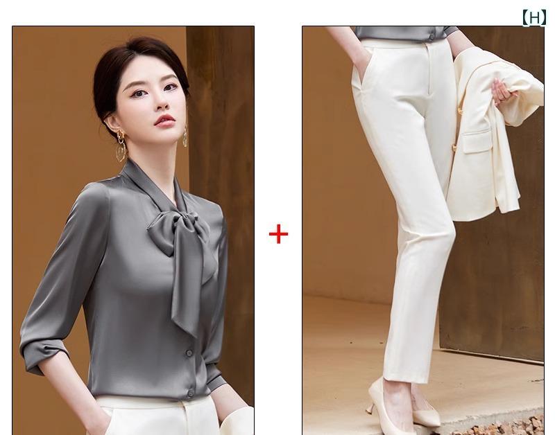 サテン 生地 ブラウス 光沢 シャツ レディース おしゃれ トップス オフィス グレー 白 ワインレッド パンツ セット 長袖 半袖 リボン ボウタイ シンプル 上品 フォーマル 大きいサイズ 秋 サテン 生地 ブラウス 光沢 シャツ レディース おしゃれ トップス オフィス グレー 白 ワインレッド パンツ セット 長袖 半袖 リボン ボウタイ シンプル 上品 フォーマル 大きいサイズ 秋