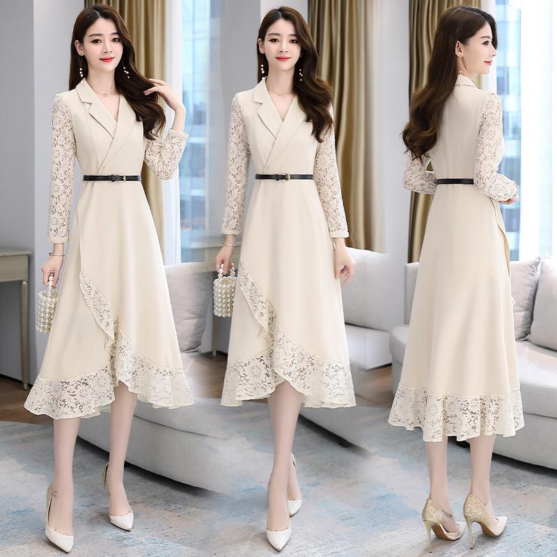 キャバドレス ワンピースレディース 长袖 セクシードレス レースワンピース秋 キャバクラ パフスリーブ V襟 膝丈 20代30代40代50代 大人気 OL通勤-904 キャバドレス ワンピースレディース 长袖 セクシードレス レースワンピース秋 キャバクラ パフスリーブ V襟 膝丈 20代30代40代50代 大人気 OL通勤-904