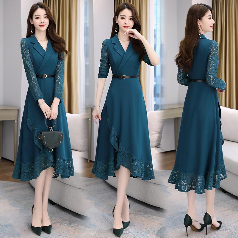 キャバドレス ワンピースレディース 长袖 セクシードレス レースワンピース秋 キャバクラ パフスリーブ V襟 膝丈 20代30代40代50代 大人気 OL通勤-904 キャバドレス ワンピースレディース 长袖 セクシードレス レースワンピース秋 キャバクラ パフスリーブ V襟 膝丈 20代30代40代50代 大人気 OL通勤-904