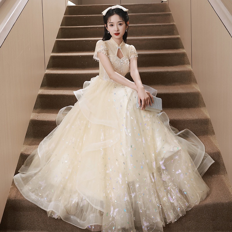 晩礼服女2025春芸考気質小衆軽奢司会者宴会走秀卒業礼服 晩礼服女2025春芸考気質小衆軽奢司会者宴会走秀卒業礼服