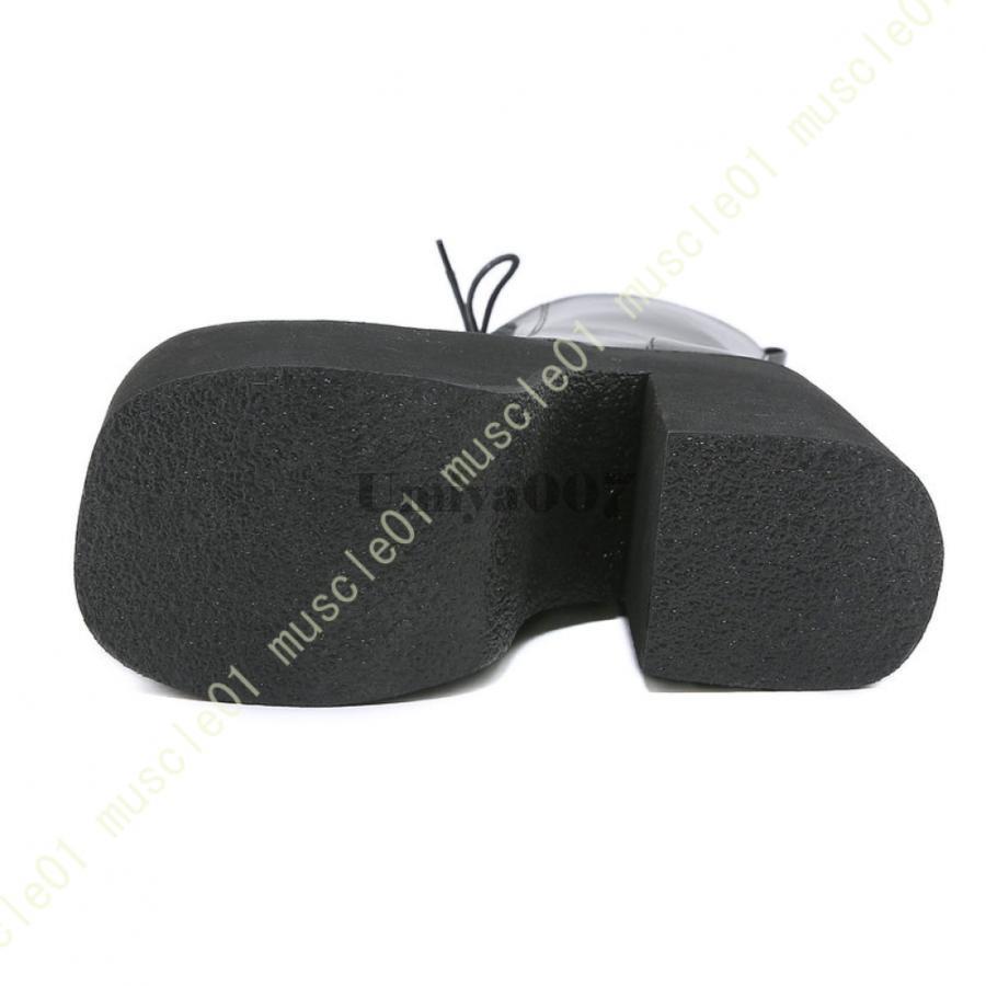 レディース ショートブーツ 厚底 黒 太ヒール レースアップ サイドジッパー チェーン付き 編み上げブーツ 滑り止め 歩きやすい レザー 秋冬 ウェッジブーツ