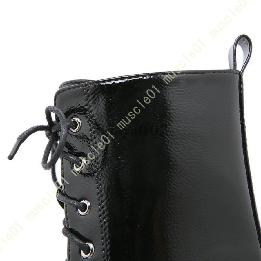 レディース ショートブーツ 厚底 黒 太ヒール レースアップ サイドジッパー チェーン付き 編み上げブーツ 滑り止め 歩きやすい レザー 秋冬 ウェッジブーツ