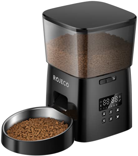 サイズ：2.0L ROJECO タイマー式 自動給餌器 猫 餌詰まり防止 透明タンク 多頭飼いに向け