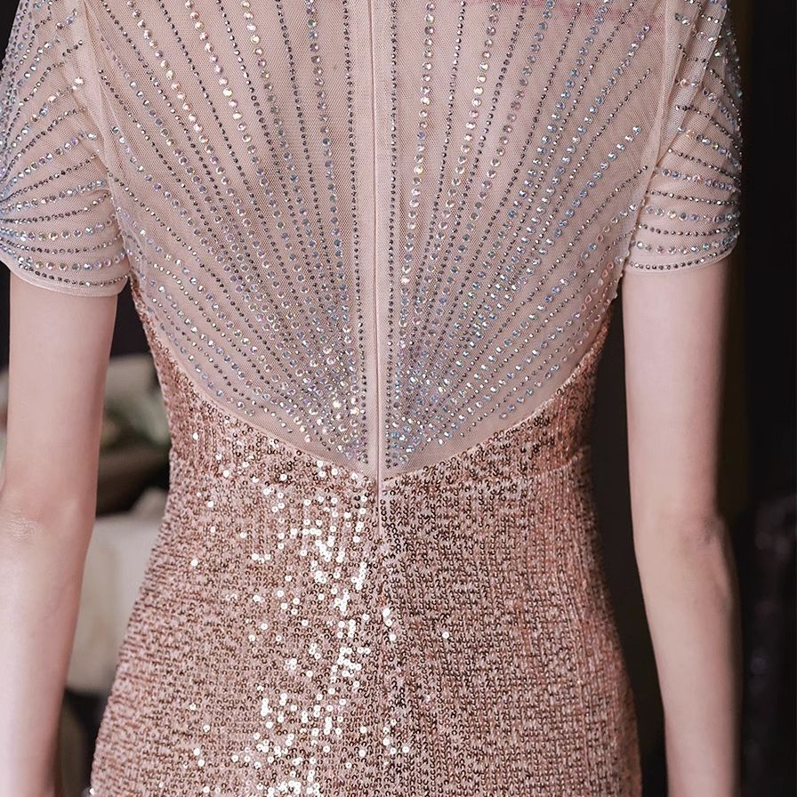 ワンピース ドレス パーティードレス バーミツバドレス ハイエンドのフィッシュテールの花嫁介添人ドレス 大きいサイズゴールドスパンコールドレス ワンピース ドレス パーティードレス バーミツバドレス ハイエンドのフィッシュテールの花嫁介添人ドレス 大きいサイズゴールドスパンコールドレス