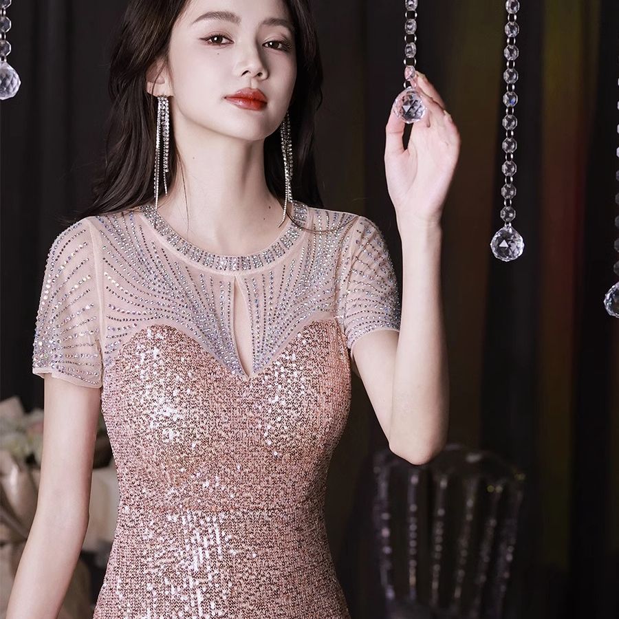 ワンピース ドレス パーティードレス バーミツバドレス ハイエンドのフィッシュテールの花嫁介添人ドレス 大きいサイズゴールドスパンコールドレス ワンピース ドレス パーティードレス バーミツバドレス ハイエンドのフィッシュテールの花嫁介添人ドレス 大きいサイズゴールドスパンコールドレス