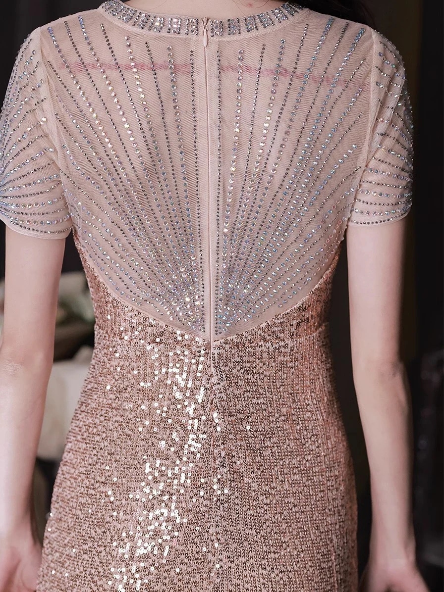 ワンピース ドレス パーティードレス バーミツバドレス ハイエンドのフィッシュテールの花嫁介添人ドレス 大きいサイズゴールドスパンコールドレス ワンピース ドレス パーティードレス バーミツバドレス ハイエンドのフィッシュテールの花嫁介添人ドレス 大きいサイズゴールドスパンコールドレス