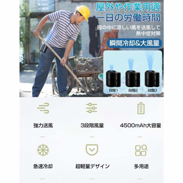 腰掛け扇風機 携帯扇風機 ベルトファン クリップファン 腰ベルト 強力 USB充電式 4500mAh 風量3段階 アウトドア 暑さ対策 屋外作業 卓上扇風機608