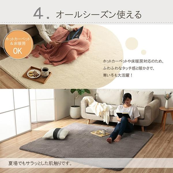 ラグ マット 絨毯 約200x300cm 約4畳 ブラウン 洗える 長方形 滑りにくい 無地 床暖房 ホットカーペット対応 オールシーズン