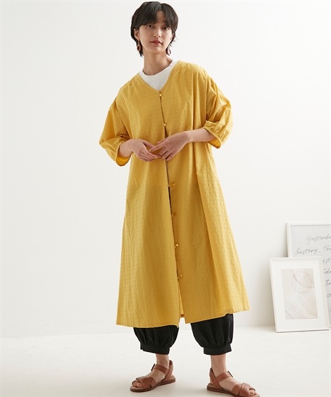 シャツブラウス 綿100%ドット柄ロングカーディガン Otona Purete シャツブラウス 綿100%ドット柄ロングカーディガン Otona Purete