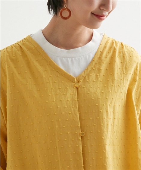 シャツブラウス 綿100%ドット柄ロングカーディガン Otona Purete シャツブラウス 綿100%ドット柄ロングカーディガン Otona Purete