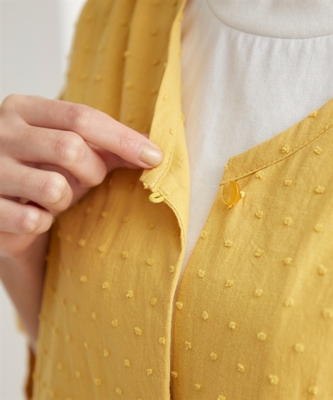 シャツブラウス 綿100%ドット柄ロングカーディガン Otona Purete シャツブラウス 綿100%ドット柄ロングカーディガン Otona Purete