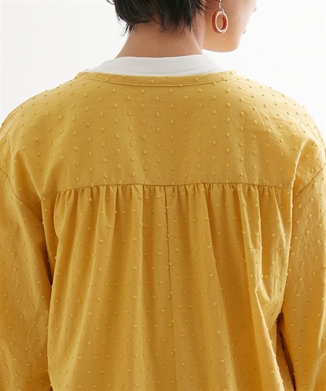 シャツブラウス 綿100%ドット柄ロングカーディガン Otona Purete シャツブラウス 綿100%ドット柄ロングカーディガン Otona Purete