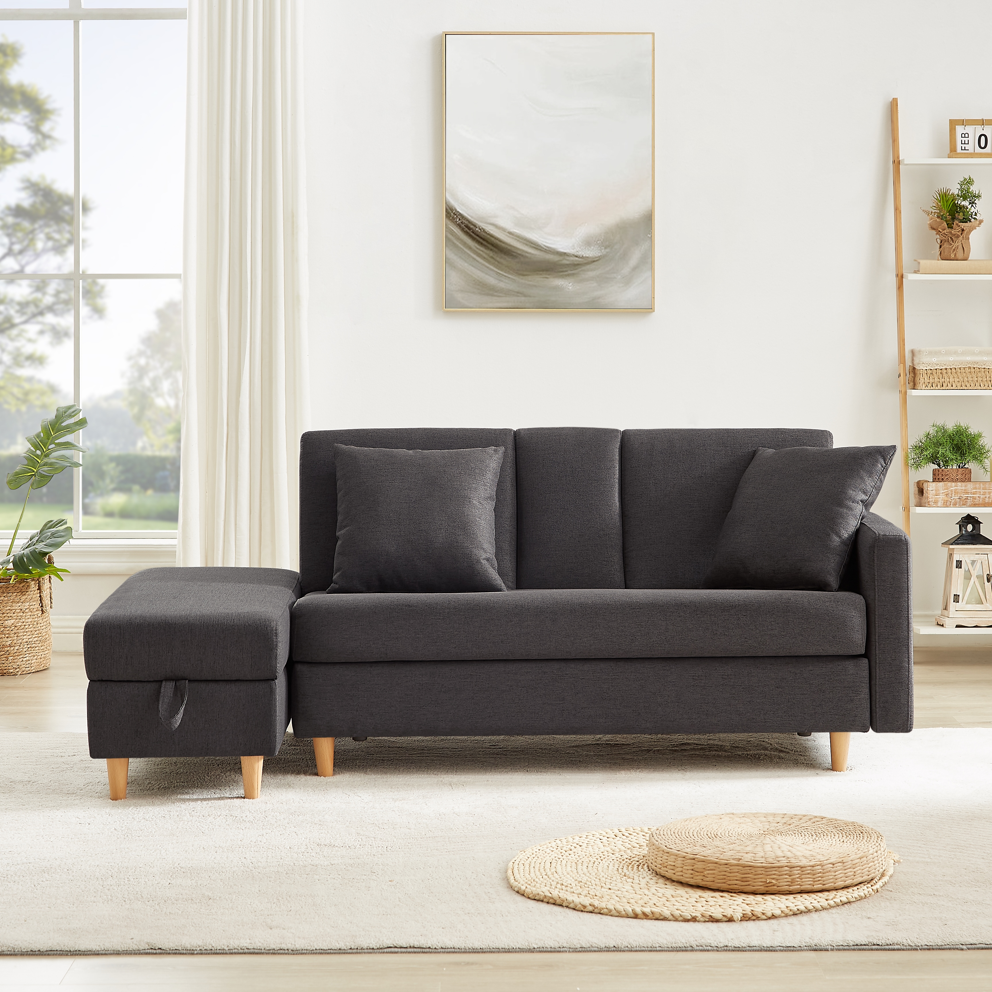 【国内出荷 - 3日配達】ソファ ソファーベッド カウチソファ 3人掛け オットマン付き 多機能ソファ 左右側とも取り付けるアームレスト たくさん収納 レイアウト自由 クッション2個759 【国内出荷 - 3日配達】ソファ ソファーベッド カウチソファ 3人掛け オットマン付き 多機能ソファ 左右側とも取り付けるアームレスト たくさん収納 レイアウト自由 クッション2個759