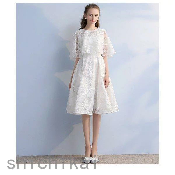 卒業式 ケープ風 白 お呼ばれドレス パーティドレス パーティードレス ドレス 大人 ホワイトデー ドレス 二次会ドレス ウェディングドレス 袖あり THOM 可愛い WILLS 結婚式 発表会