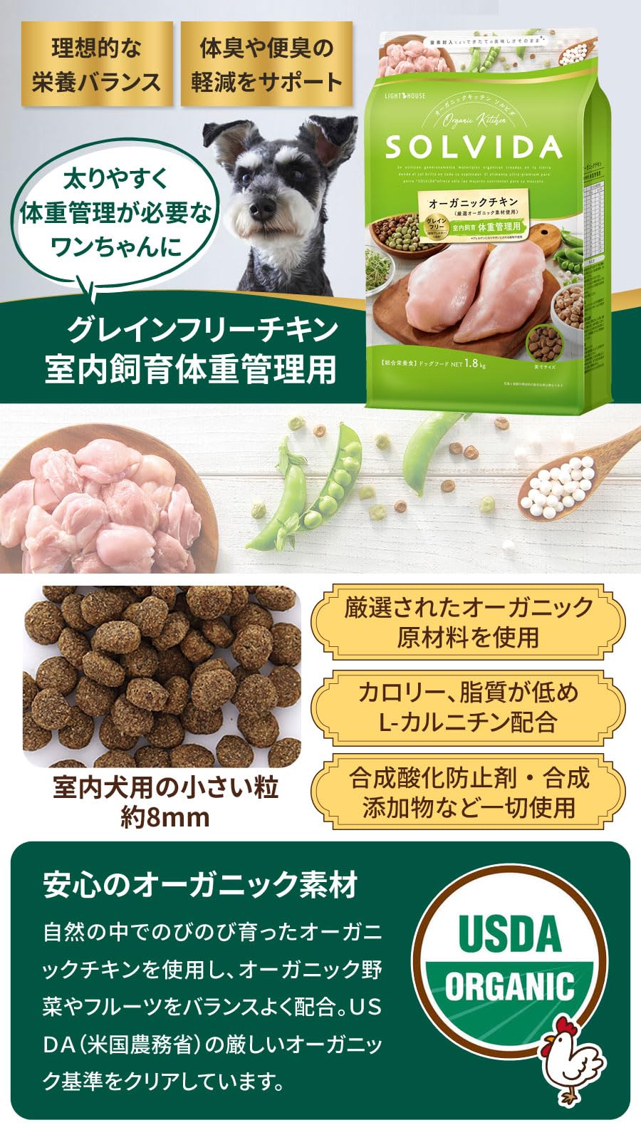ソルビダ グレインフリー チキン 室内飼育体重管理用 5.8kg