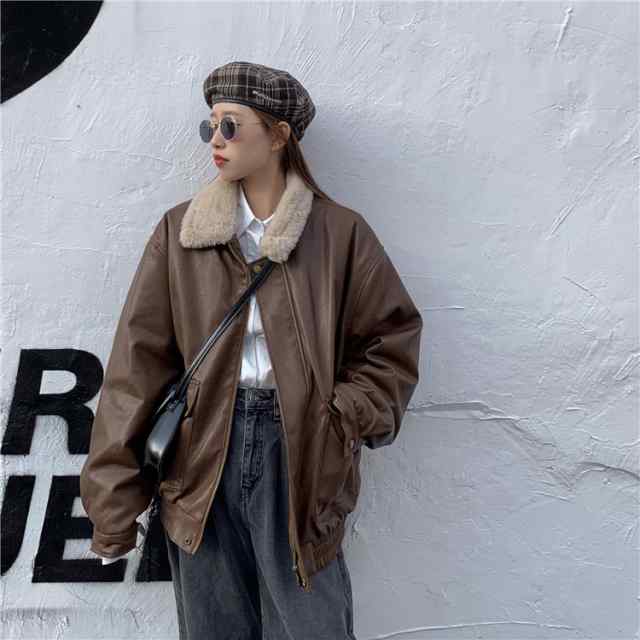 【急速出荷!】アウター レディース ボア コート ブルゾン もこもこ 大きいサイズ 秋 冬 暖かい ボアレザージャケット レトロ シンプル ナチュラル カジュアル 大人可愛い 韓国系 系 他と被らない