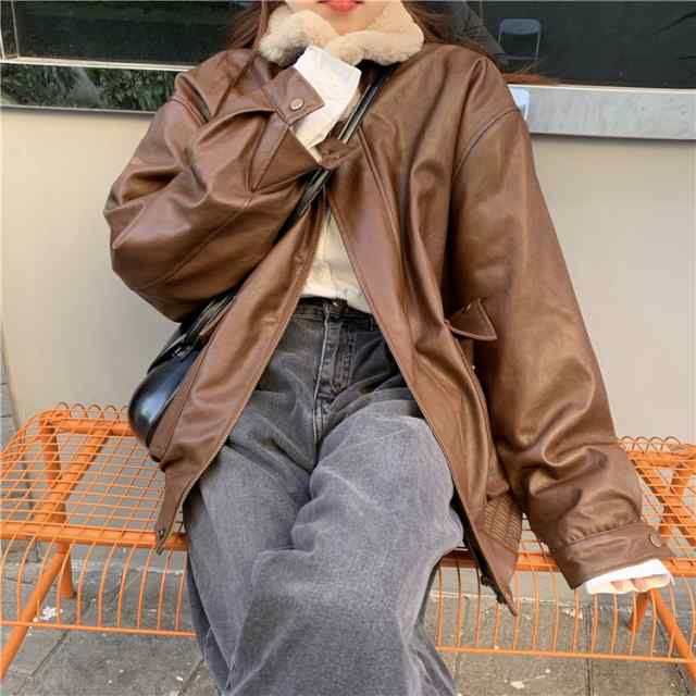 【急速出荷!】アウター レディース ボア コート ブルゾン もこもこ 大きいサイズ 秋 冬 暖かい ボアレザージャケット レトロ シンプル ナチュラル カジュアル 大人可愛い 韓国系 系 他と被らない