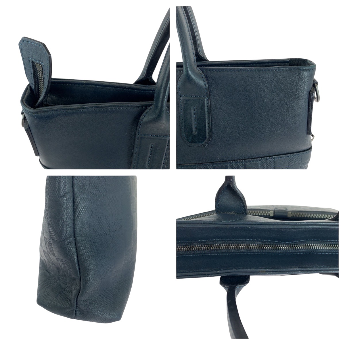 ダミエ アンフィニ 7DW コスモス ブルー シルバー金具 レザー N41567 ビジネスバッグ ハンドバッグ メンズ 503677