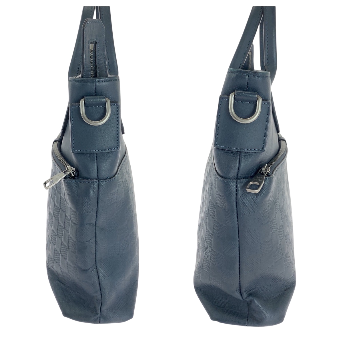 ダミエ アンフィニ 7DW コスモス ブルー シルバー金具 レザー N41567 ビジネスバッグ ハンドバッグ メンズ 503677