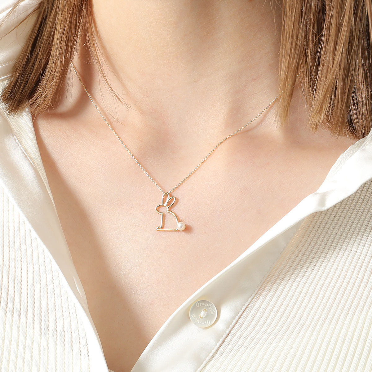 ALIITA アリータ ネックレス CONEJITO PERLA NECKLACE ROLO レディース パール ラビット モチーフ ペンダント アクセサリー YELLOW-GOLD-9KT