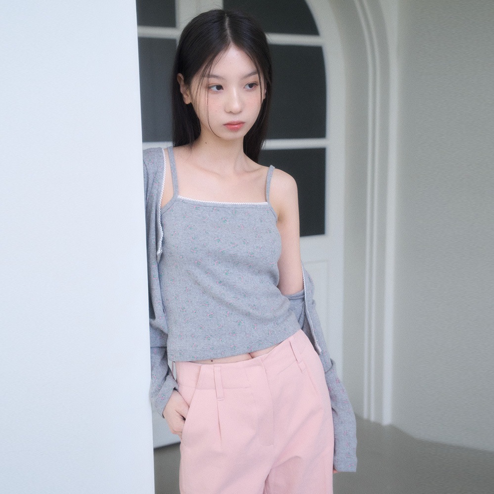 ROSY PUNCHING CARDIGAN & SLEEVELESS-GRAY カーディガン