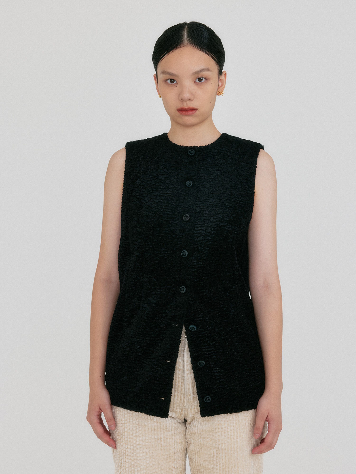 【EENK】送料/関税込 24FW ZIVE Crewneck Waistcoat - Black 【EENK】送料/関税込 24FW ZIVE Crewneck Waistcoat - Black