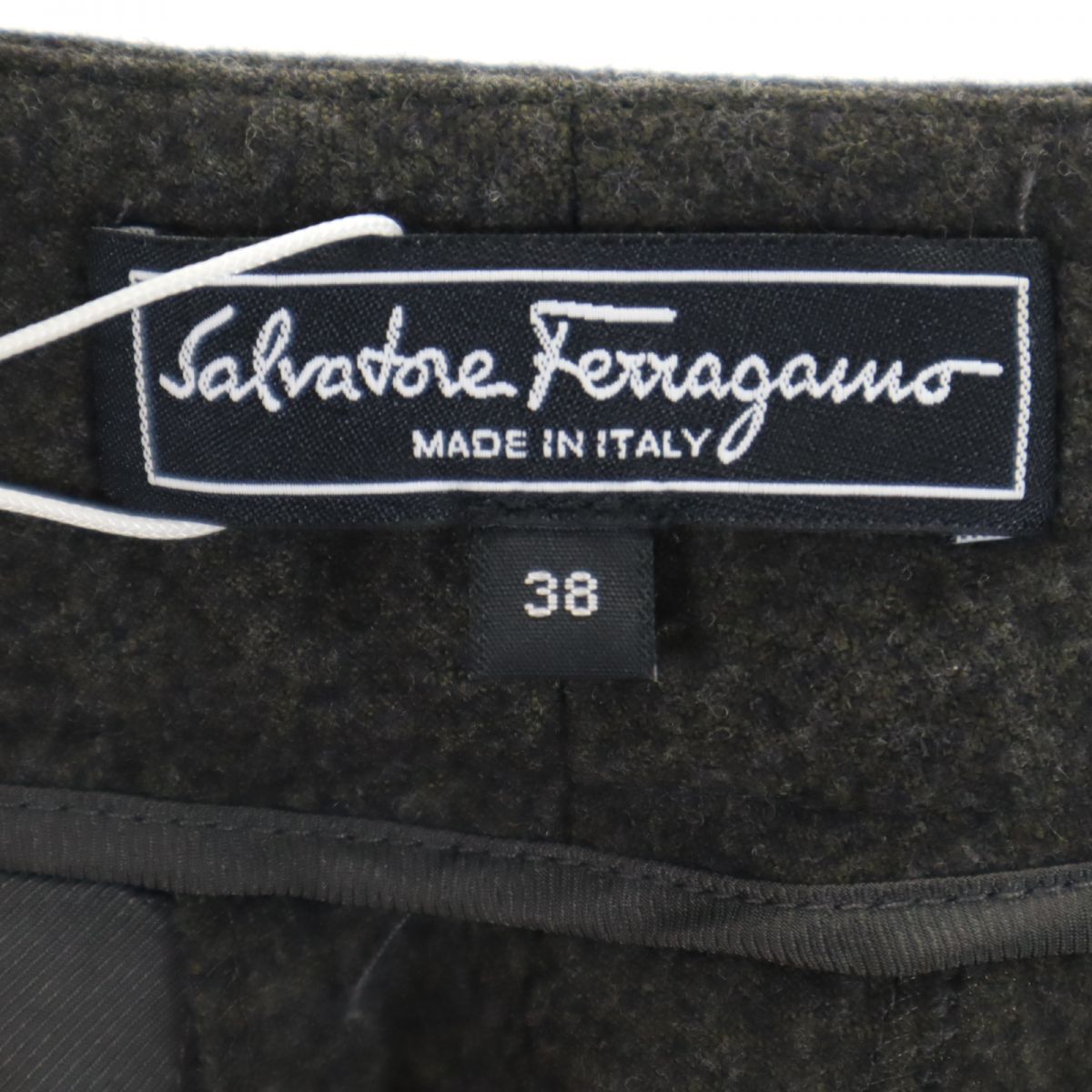 未使用 サルヴァトーレフェラガモ イタリア製 ウールブレンド スラックスパンツ 38 グレー系 Salvatore Ferragamo タグ付き レディース