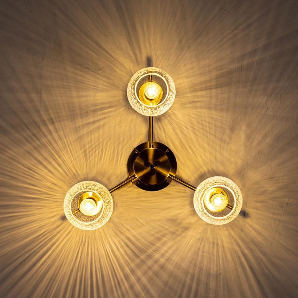 Chendeシーリングライト おしゃれ 3灯 LED 北欧 ガラス 真鍮 ゴールド