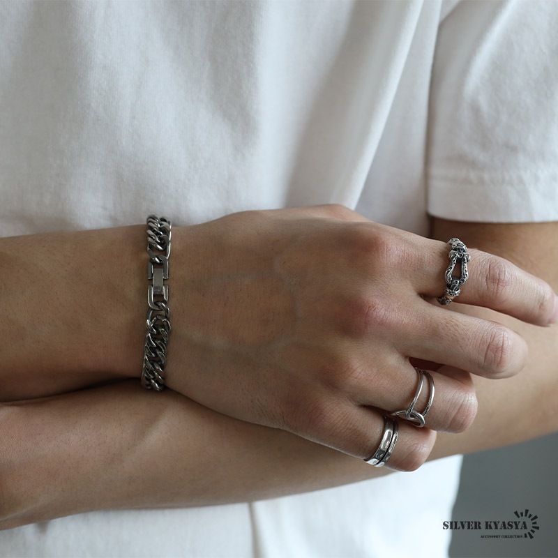 チタン ダブル喜平チェーンブレスレット [b708]