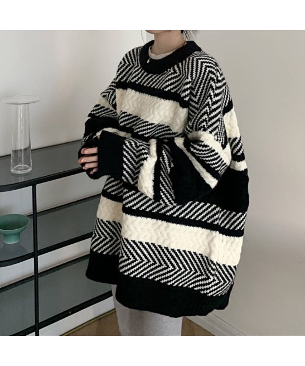 ざっくりランダムなジャガード編みがかわいい ニット 長袖 プルオーバー トップス ボーダー バイカラー ランダムボーダー夏 夏服 韓国ファッション ざっくりランダムなジャガード編みがかわいい ニット 長袖 プルオーバー トップス ボーダー バイカラー ランダムボーダー夏 夏服 韓国ファッション