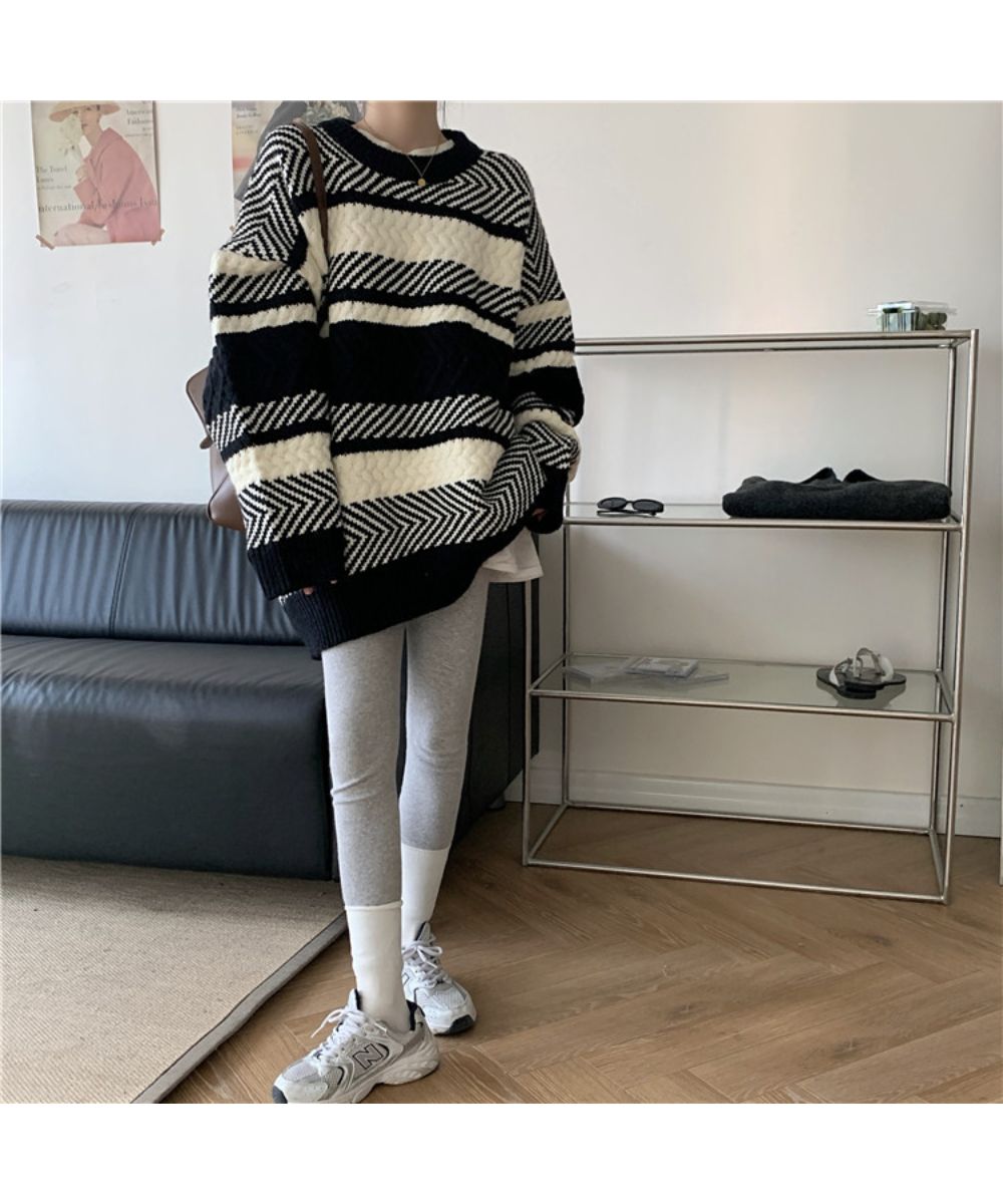 ざっくりランダムなジャガード編みがかわいい ニット 長袖 プルオーバー トップス ボーダー バイカラー ランダムボーダー夏 夏服 韓国ファッション ざっくりランダムなジャガード編みがかわいい ニット 長袖 プルオーバー トップス ボーダー バイカラー ランダムボーダー夏 夏服 韓国ファッション