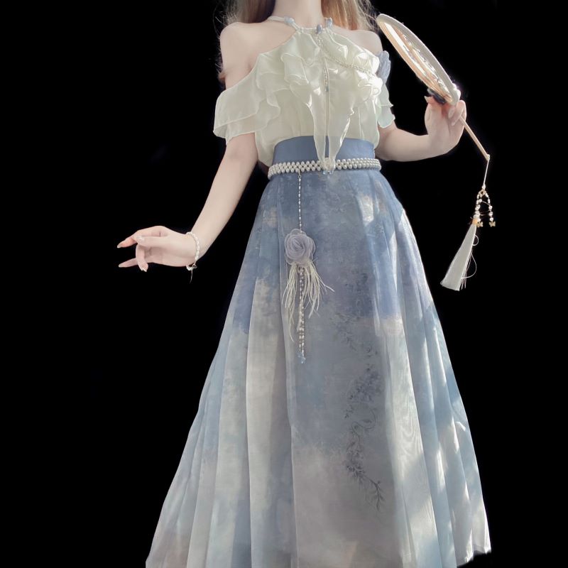 【フルセット】紫藤寄雲川新韓国cosエレメント露肩上着スカートセット 【フルセット】紫藤寄雲川新韓国cosエレメント露肩上着スカートセット