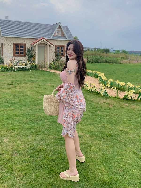 3点セット ワンピース水着 服みたいな ぽっちゃり 水着 レディース Ｕバック ショートパンツ 大きいサイズ セット水着 韓国 可愛い トップス付き フリル 痩せ見え 体型カバー 温泉 ビーチ プール