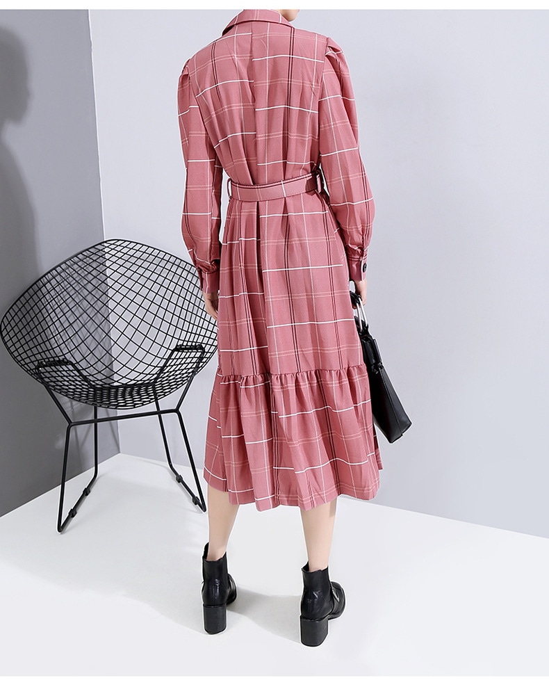 レトロ風 ワンピース 長袖 春 ロング aライン シャツワンピース aライン Aライン フレア ミモレ ミモレ丈 ロング ロング丈 7分丈 ミディアム丈 ミドル丈 レギュラー丈 Vネック 襟付き フレ