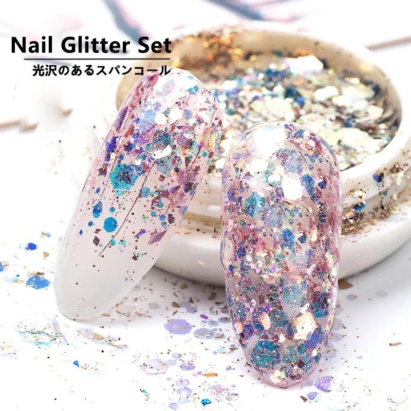 ネイル グリッター ホログラム ネイルパーツ ラメ ホロ グリッター オーロラ ミックス ヘキサゴン ドット ジェル セルフネイル 薄型 メタリック レジン アートcc149
