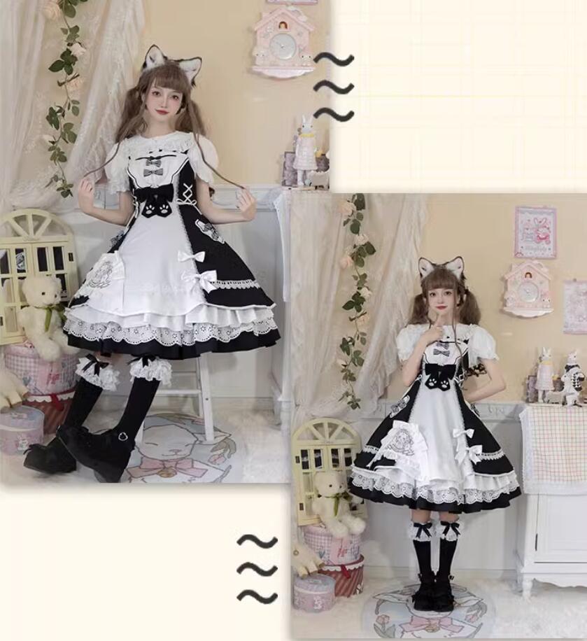 【新作登場 最安値!】181ロリータ ドレス中袖ワンピース　 ゴスロリ コスプレ メイド服 コスチューム 文化祭 学園祭 衣装 仮装 ハロウィン おすすめ 可愛い ドレス　日常　写真　舞台_3