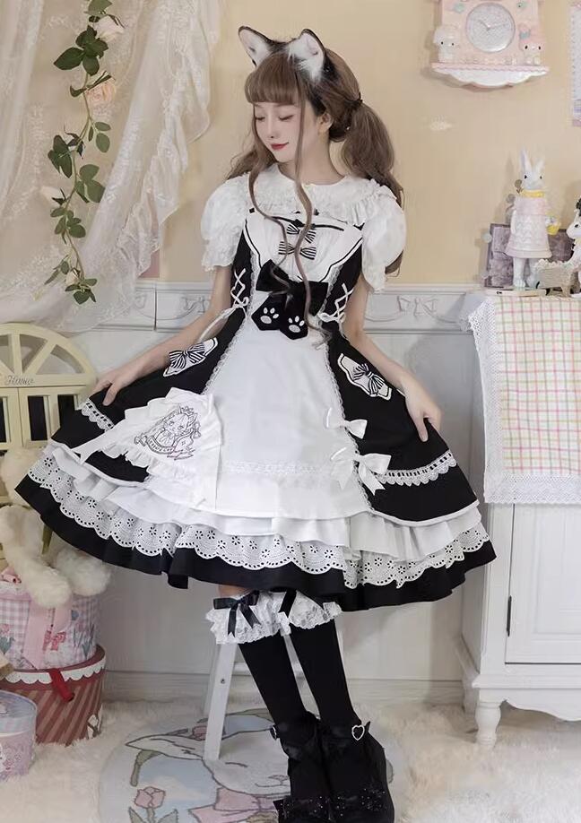 【新作登場 最安値!】181ロリータ ドレス中袖ワンピース　 ゴスロリ コスプレ メイド服 コスチューム 文化祭 学園祭 衣装 仮装 ハロウィン おすすめ 可愛い ドレス　日常　写真　舞台_4
